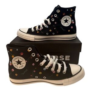 Converse Women's Chuck Taylor All Star Floral Embroidery High Top Shoe, Size 9.5